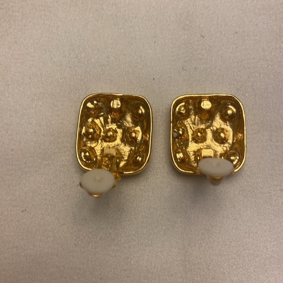 Gold tone Rhinestone Clip-on Earrings - Picture 3 of 4